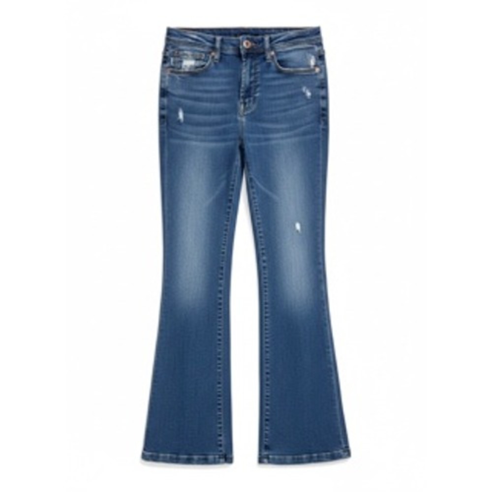 Kensie Jeans Savannah High Rise Flare Denim Distressed‎ Medium Wash Size 2/26